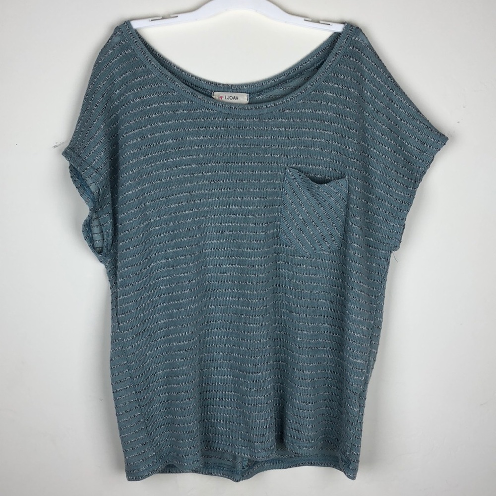 FASHION Q Blue & Grey Striped Tee
